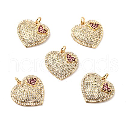 Brass Micro Pave Cubic Zirconia Pendants KK-E015-22G-1