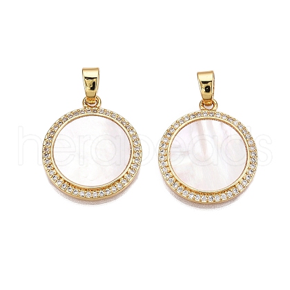 Brass Micro Pave Clear Cubic Zirconia Pendants KK-N254-191G-1