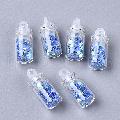 Glass Wishing Bottle Pendant Decorations GLAA-T008-01C-1