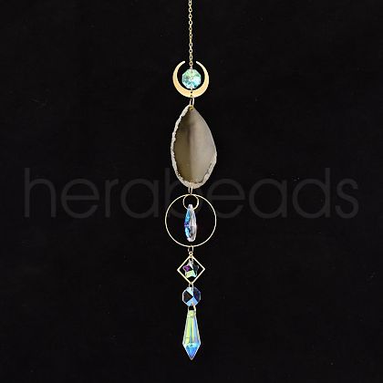 Natural Agate Piece Hanging Ornaments PW-WG29125-01-1