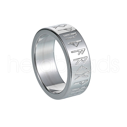 Vintage Stainless Steel Viking Runes Symbols Finger Ring PW-WG0D6EE-03-1