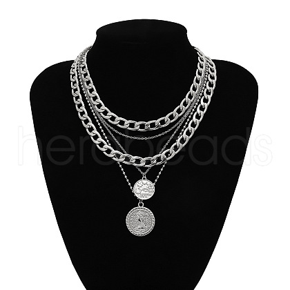 Alloy Disc Pendant Multi Layered Necklaces for Women FS-WGAC560-04-1
