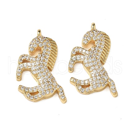 Brass Micro Pave Cubic Zirconia Pendants KK-I276-55G-1