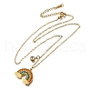 304 Stainless Steel Rhinestone Rainbow Pendant Necklaces for Women NJEW-U043-03G-4