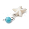 4Pcs 4 Styles Round Dyed Synthetic Turquoise & Natural Mixed Shell Pendants PALLOY-JF03813-5