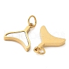 304 Stainless Steel Pave Natural White Shell Whale Tail Charms STAS-Q345-18G-2