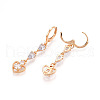 Heart Brass Micro Pave Cubic Zirconia Dangle Leverback Earrings EJEW-N058-11G-3