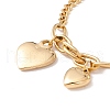 Vacuum Plating Double Heart Charms Bracelet with 304 Stainless Steel Chains for Women STAS-P304-09G-2