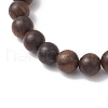 Natural African Padauk Wood & Quartz Crystal Round Beaded Stretch Bracelets for Women BJEW-JB11929-02-4