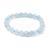 Natural Aquamarine Round Bead Stretch Bracelets for Men Women BJEW-U034-01D-01-4