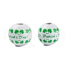 Saint Patrick's Day Theme Spray Painted Natural Wood Beads WOOD-C010-03-2