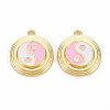 Rack Plating Light Gold Alloy Enamel Pendants ENAM-Q444-012A-RS-1