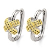 X-Shaped Brass Micro Pave Clear Cubic Zirconia Hoop Earrings EJEW-H158-18A-GP-4