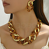 Alloy & CCB Plastic Curb Chain Necklace & Stud Dangle Earrings Sets FS-WG734CE-01-2