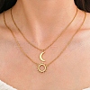 304 Stainless Steel Double Layered Sun Moon Pendant Necklaces NJEW-Z081-02G-1
