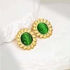 Fashionable Classic Cat Eye Stone Flower Stud Earrings UV0431-1-1