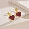 Vintage Brass Heart Dangle Stud Earrings ZK1523-3
