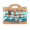4Pcs Bohemian Style Alloy & Glass & Acrylic Charm Bracelets Set WG8E884-07-2