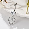 Alloy Crystal Rhinestone Dangle Curved Barbell Belly Rings AJEW-R007-04P-06-5