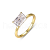 Rectangle Elegant S925 Sterling Silver Pave Clear Cubic Zirconia Ring for Women RW4917-1-2