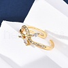 Brass Micro Pave Clear Cubic Zirconia Cuff Rings for Women RJEW-U047-10G-3