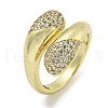 Brass Micro Pave Cubic Zirconia Cuff Ring RJEW-E296-04G-1