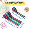 2Rolls 2 Styles Stripe Pattern Printed Polyester Grosgrain Ribbon OCOR-TA0001-37I-10