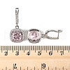 925 Sterling Silver Pave Cubic Zirconia Square Hoop Earrings EJEW-C150-01A-02-5