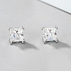 Elegant Square Sterling Silver Cubic Zirconia Stud Earrings VR4295-2