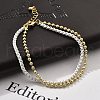 Brass Beaded Double Strand Bracelets BJEW-U027-02G-1