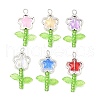 Acrylic Flower-shaped Pendants PALLOY-JF03867-02-1