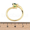 Rack Plating Leaf Brass Micro Pave Cubic Zirconia Cuff Rings for Women RJEW-M028-65G-3