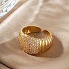 Elegant Fashionable Thread Design Brass Rhinestone Cuff Rings GP3744-2-1