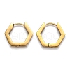 304 Stainless Steel Hexagon Huggie Hoop Earrings STAS-H156-03C-G-2