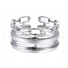 Non-Tarnish 304 Stainless Steel Cable Chain Open Cuff Ring RJEW-T023-08P-1