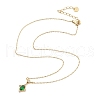 304 Stainless Steel Green Cubic Zirconia Pendant Neckalces for Women NJEW-C078-01E-G-4