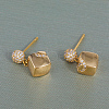 Elegant Brass Pave Clear Cubic Zirconia Stud Earrings OC6724-2