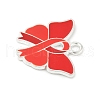 No To Drugs Red Awareness Ribbon Theme Alloy Enamel Pendants ENAM-C026-02E-S-2