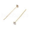 Brass Micro Pave Clear Cubic Zirconia Head Pins KK-M306-09G-03-3