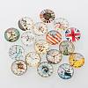 Clock Printed Glass Cabochons GGLA-A002-25mm-YY-1