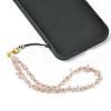 Natural Rose Quartz Chip & CCB Plastic Round Beaded Mobile Straps HJEW-FZ00001-4