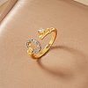 Elegant Geometric Brass Micro Pave Cubic Zirconia Cuff Open Rings for Women ED4518-1-1