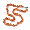 8mm Faceted Round Natural Red Aventurine Beaded Necklaces NJEW-F327-01A-04-1