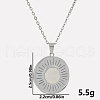 Stylish 304 Stainless Steel Pave Natural White Shell Flat Round Pendant Necklaces QJ3368-2-1