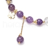 Natural Quartz Crystal & Amethyst Round Beaded Stretch Bracelets BJEW-JB11935-03-3