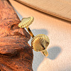 Shell Shape 304 Stainless Steel Cuff Bangles for Women BJEW-S171-01B-G-1