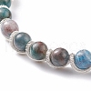 Round Natural Apatite Braided Bead Bracelet BJEW-TA00106-2