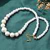 ABS Imitation Pearl Round Graduated Beaded Necklaces for Women NJEW-B125-01G-1