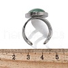 Oval Natural Green Aventurine Finger Rings RJEW-M062-02P-17-3