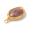 Natural Indian Agate Copper Wire Wrapped Pendants PALLOY-JF02500-02-4